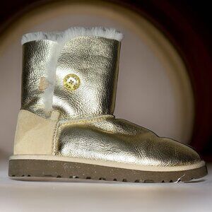 UGG Bailey Button Metallic Gold Boots Women's Size 5